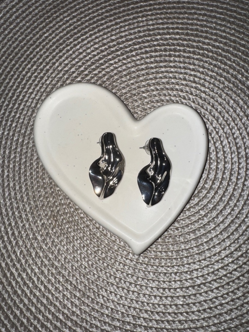 Modern Sculptural Silver Drop Stud Earrings